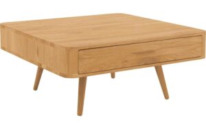 Goossens Salontafel Bjarte vierkant, hout eiken blank, stijlvol landelijk, 90 x 40 x 90 cm