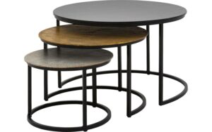 Goossens Salontafel Carmen rond, hout mdf zwart, stijlvol landelijk, 70 x 42 x 70 cm