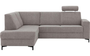 Goossens Basic Hoekbank Helsinki Incl. Hoofdsteun bruin, stof, 2-zits, modern design met ligelement links
