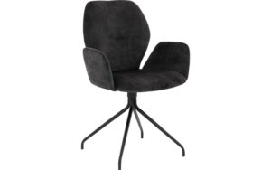 Goossens Eetkamerstoel Hera antraciet velvet stof met armleuning, modern design