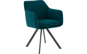Goossens Excellent Kuipstoel Binn Velvet blauw stof met draaifunctie met armleuning, stijlvol landelijk