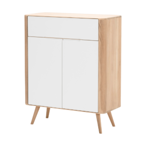 Ena dresser 90 houten ladekast whitewash - 90 x 110 cm Bruin
