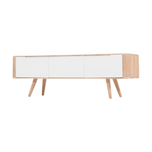 Ena lowboard houten tv meubel whitewash - 135 x 42 cm Bruin