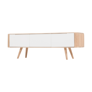 Ena lowboard houten tv meubel whitewash - 135 x 55 cm Bruin