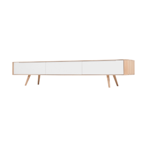 Ena lowboard houten tv meubel whitewash - 225 x 55 cm Bruin