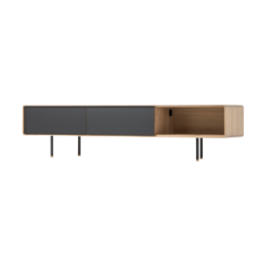 Fina lowboard houten tv meubel linoleum nero - 200 x 45 cm Bruin