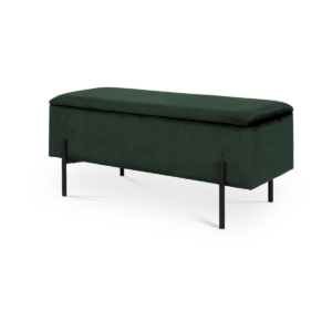 Marlou velvet bankje met opbergruimte donkergroen - 95 x 46 cm Groen