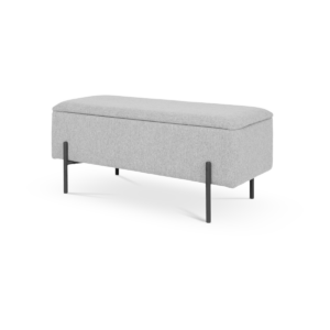Marlou gestoffeerd bankje met opbergruimte lichtgrijs - 95 x 46 cm Grijs