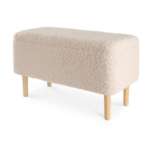Sem teddy bankje met opbergruimte gebroken wit - 77 x 46 cm Zand