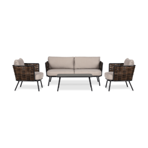 Marit 4 delige tuin loungeset bruin - met zitkussens Bruin