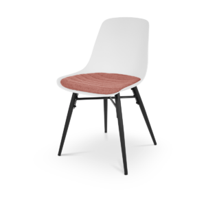 Nova eetkamerstoel wit met terracotta rood zitkussen - zwart onderstel Wit