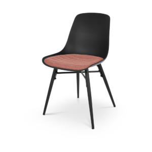 Nova eetkamerstoel zwart met terracotta rood zitkussen - zwart onderstel Zwart