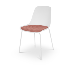 Nora eetkamerstoel wit met terracotta rood zitkussen - wit onderstel Wit