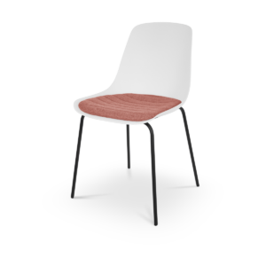 Nora eetkamerstoel wit met terracotta rood zitkussen - zwart onderstel Wit