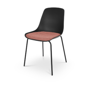 Nora eetkamerstoel zwart met terracotta rood zitkussen - zwart onderstel Zwart
