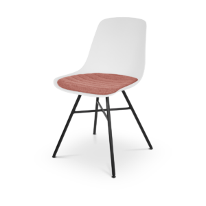 Noa eetkamerstoel wit met terracotta rood zitkussen - zwart onderstel Wit