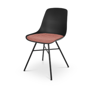 Noa eetkamerstoel zwart met terracotta rood zitkussen - zwart onderstel Zwart