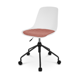 Nout bureaustoel wit met terracotta rood zitkussen - zwart onderstel Wit