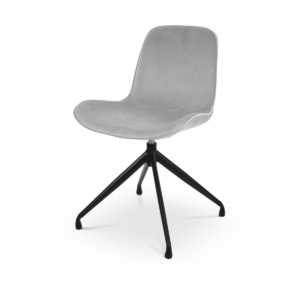 Nola draaibare eetkamerstoel velvet soft grey - zwart onderstel Grijs