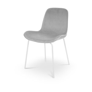 Nora eetkamerstoel velvet soft grey - wit onderstel Grijs