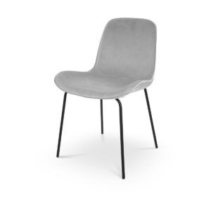 Nora eetkamerstoel velvet soft grey - zwart onderstel Grijs