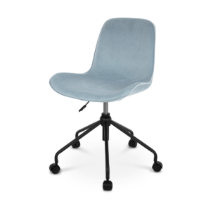 Nout bureaustoel velvet soft blue - zwart onderstel Blauw