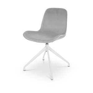 Nola draaibare eetkamerstoel velvet soft grey - wit onderstel Grijs
