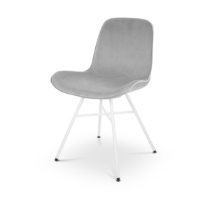 Noa eetkamerstoel velvet soft grey - wit onderstel Grijs