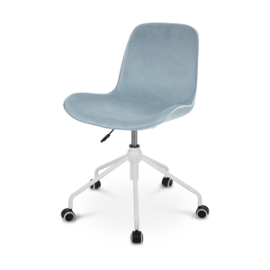 Nout bureaustoel velvet soft blue - wit onderstel Blauw