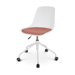 Nout bureaustoel wit met terracotta rood zitkussen - wit onderstel Wit