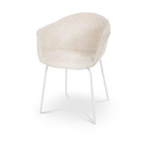 Nora eetkamerstoel beige met armleuningen - wit onderstel Beige