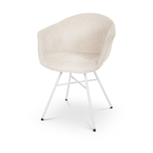 Noa eetkamerstoel beige met armleuningen - wit onderstel Beige