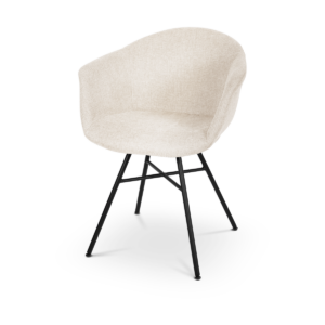Noa eetkamerstoel beige met armleuningen - zwart onderstel Beige