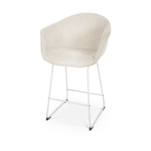 Nino barkruk beige met armleuningen - wit onderstel - 65 cm Beige