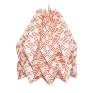 Origami hanglamp - Papier -  Ø 30 cm - Roze met witte print - Koordset wit Roze