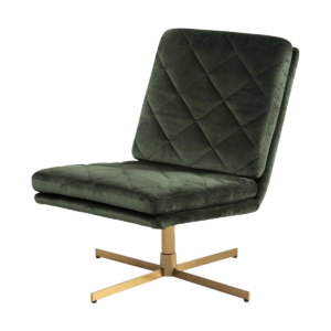 Lisomme - Draaibare velvet fauteuil Britt, donkergroen met gouden onderstel