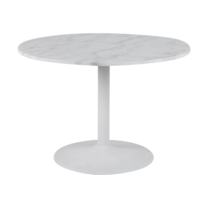Luci eettafel marmer wit - wit metalen onderstel - Ø110 cm Wit