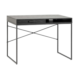 Vic houten bureau zwart - met opbergvak - 100 x 45 cm Zwart