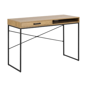 Vic houten bureau naturel - met opbergvak - 100 x 45 cm Bruin