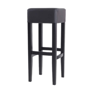 Alexander houten barkruk zwart met leren zitting - 80 cm Zwart