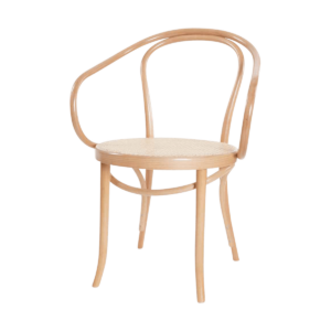 Venice No. 9 houten eetkamerstoel met armleuningen en rotan zitting naturel Bruin