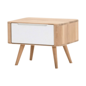 Ena nightstand 55 houten nachtkastje whitewash - 1 lade Bruin