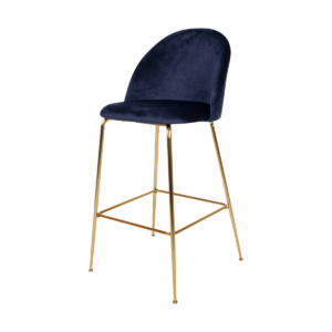 Aniek barkruk velvet blauw - gouden onderstel - 77 cm Blauw