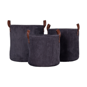 Femke opbergmandjes ribstof blauw - rond - set van 3 Blauw