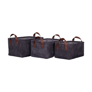 Femke opbergmandjes ribstof blauw - rechthoekig - set van 3 Blauw