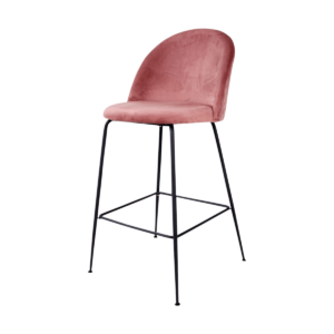 Aniek barkruk velvet roze - zwart onderstel - 77 cm Roze