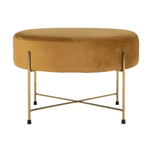 Louie velvet poef okergeel - Ø 61 cm Koper