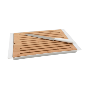 Siem bamboe houten snijplank wit - met broodmes Bruin