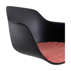 Nino barkruk zwart met armleuningen en terracotta rood zitkussen - zwart onderstel - 65 cm Zwart