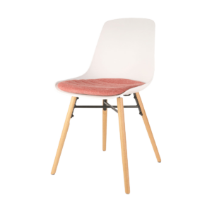 Nena eetkamerstoel wit met terracotta rood zikussen - houten onderstel Wit